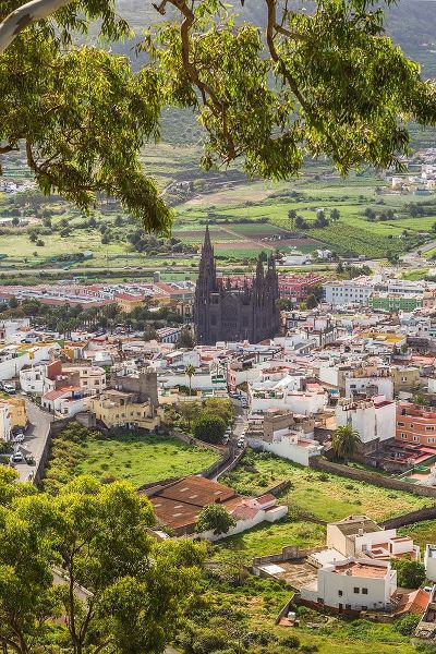 Spain-Canary Islands-Gran Canaria Island-Arucas-high angle view of town